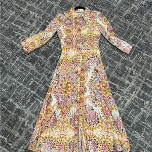Floral Paisley Button-Down Maxi Dress